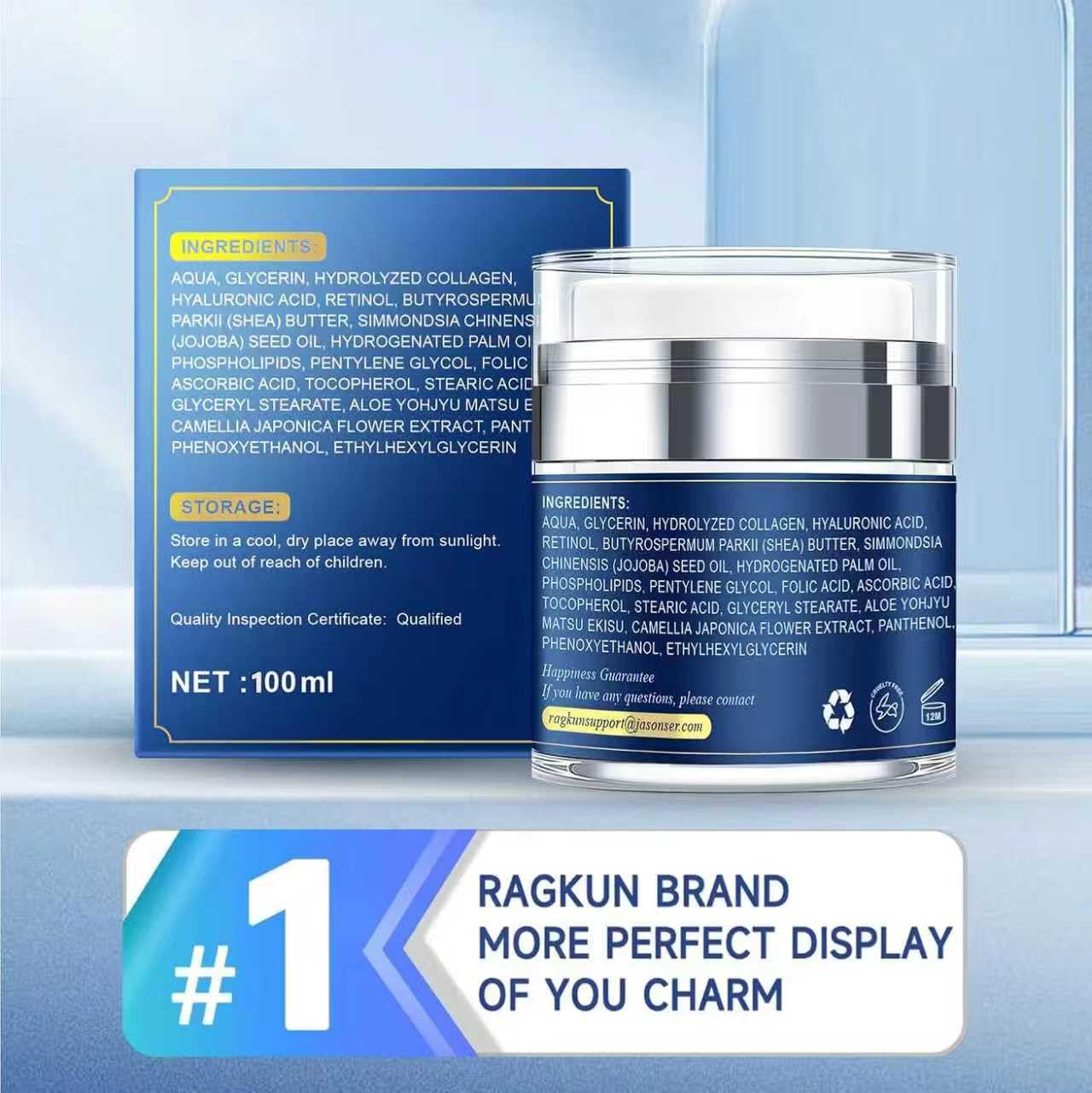 Ragkun Retinol Cream for Face & Neck – Anti-Aging Day & Night Moisturizer (3.4 fl oz)