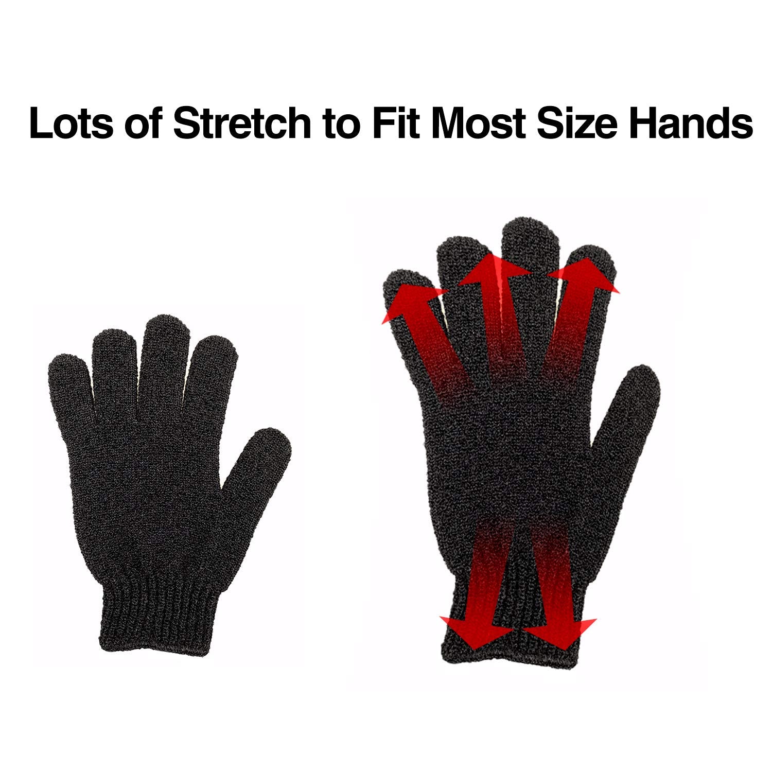 Rainmae 6Pairs Exfoliating Gloves – Premium Black Bath Scrub Mitts