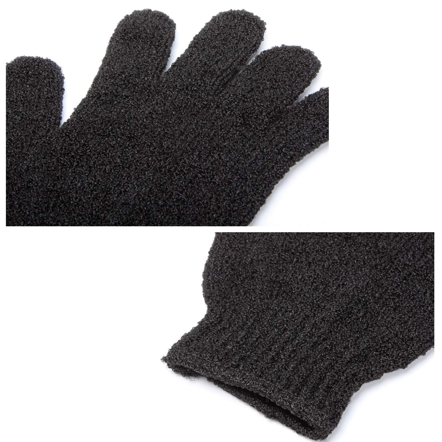 Rainmae 6Pairs Exfoliating Gloves – Premium Black Bath Scrub Mitts
