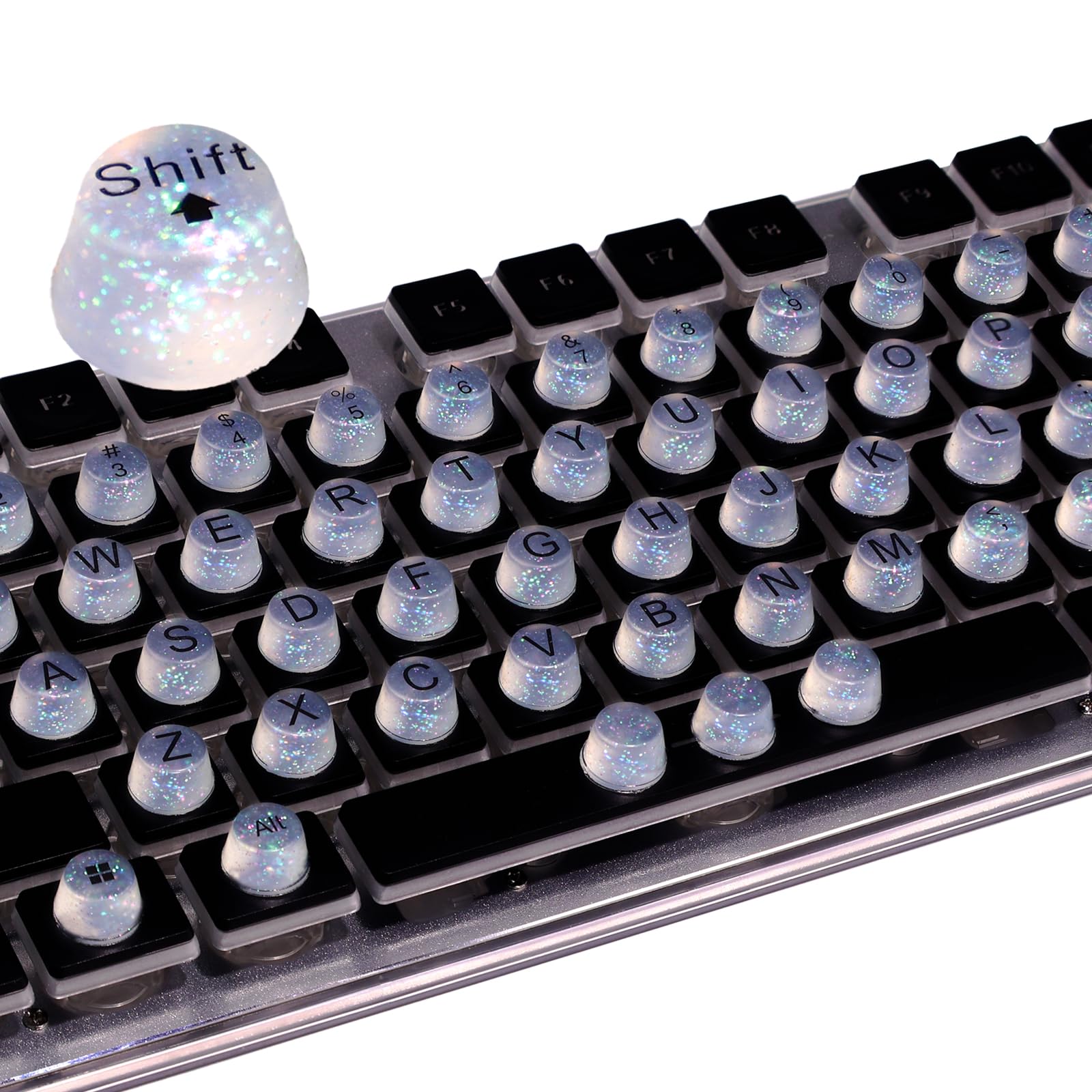 Raised Button Raised Keyboard Stickers for Long Nails – Soft Silicone, Clear, 64 Pcs
