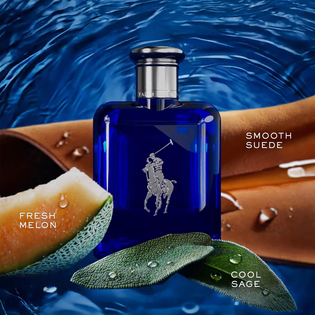 Ralph Lauren Polo Blue Eau de Toilette Gift Set for Men — 4.2oz Full Size, Travel Size & Deodorant