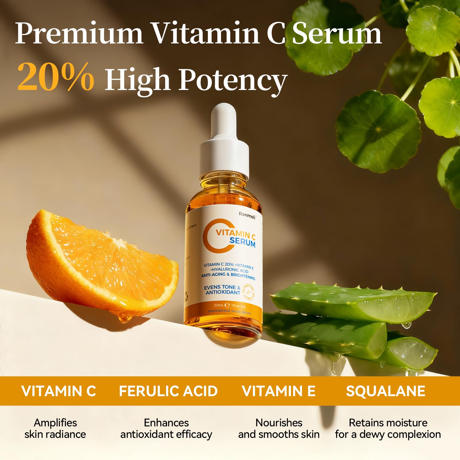 Ranmeli Vitamin C Facial Serum – Brightening, Hydration & Anti-Aging (1 fl oz)