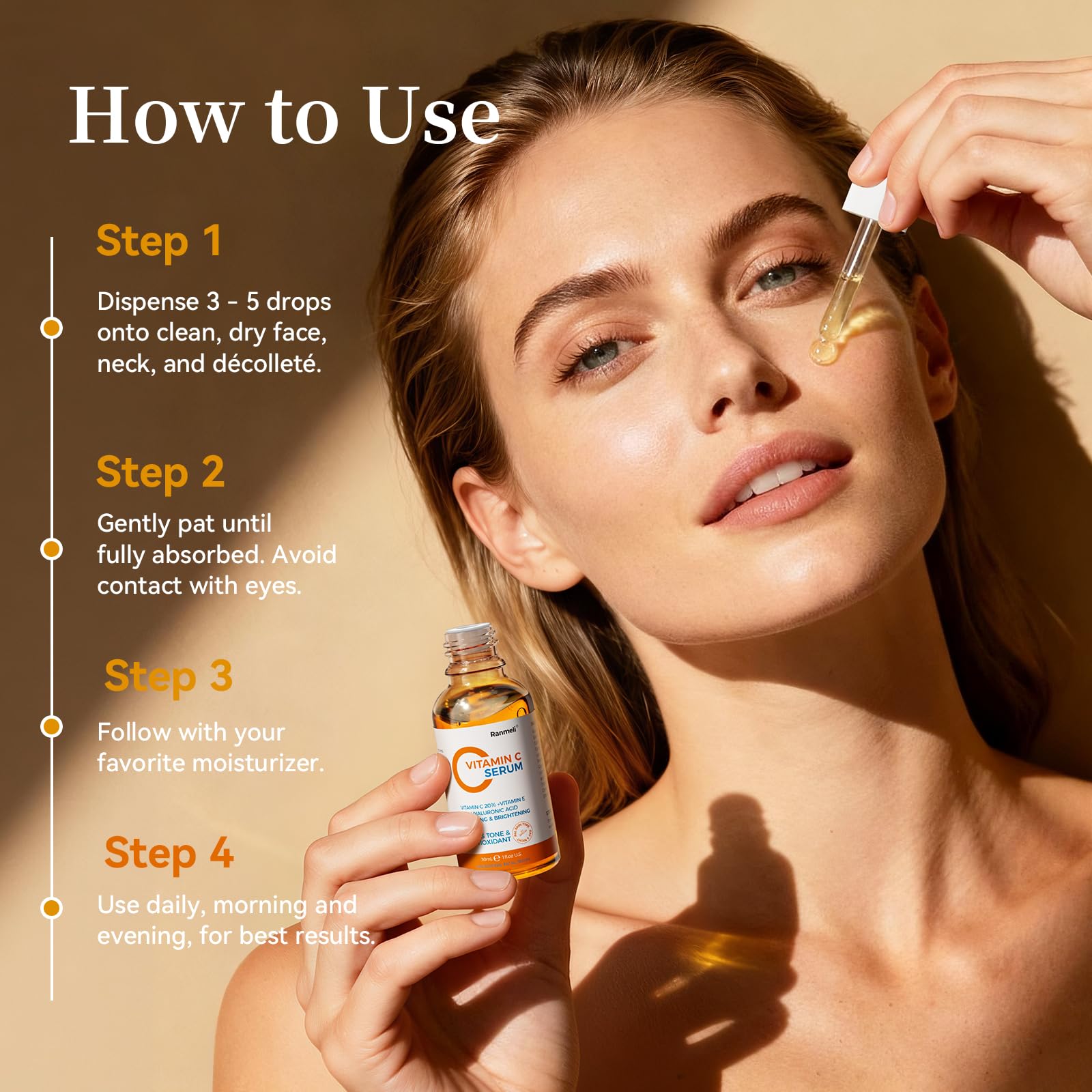 Ranmeli Vitamin C Facial Serum – Brightening, Hydration & Anti-Aging (1 fl oz)