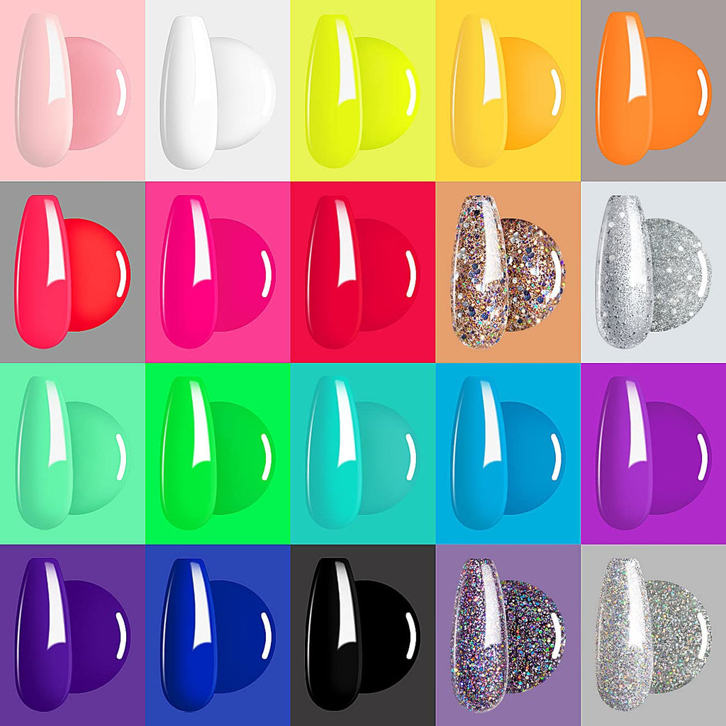 RARJSM 23 Pcs Gel Nail Polish Set — Pastel, Neon & Classic Colors with Base & Top Coats | LED/UV Curing