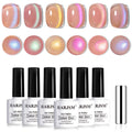 RARJSM Aurora Glitter Cat Eye Gel Nail Polish Set – 6 Pcs with Magnetic Stick
