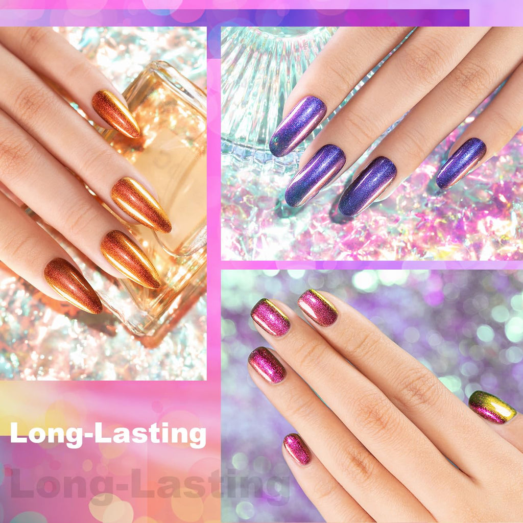 RARJSM Chameleon Gel Nail Polish Set – Multichrome Color Shifting Glitter Gel Polish (6x7.5ml)