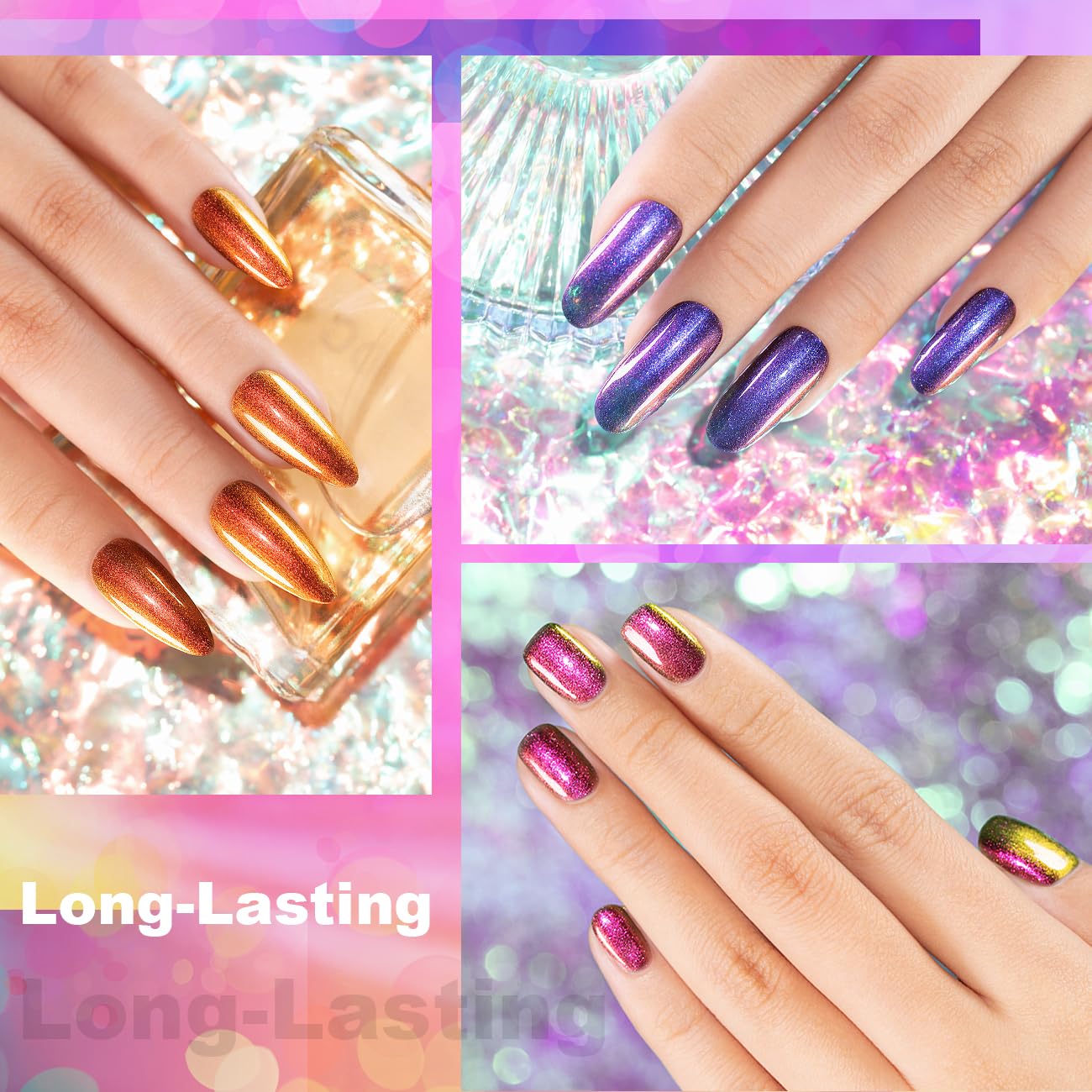 RARJSM Chameleon Gel Nail Polish Set – Multichrome Color Shifting Glitter Gel Polish (6x7.5ml)