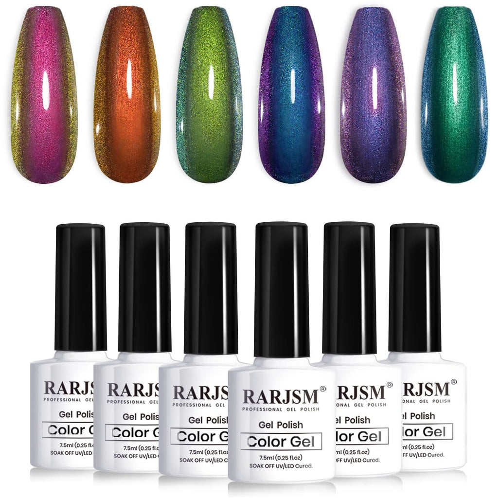 RARJSM Chameleon Gel Nail Polish Set – Multichrome Color Shifting Glitter Gel Polish (6x7.5ml)
