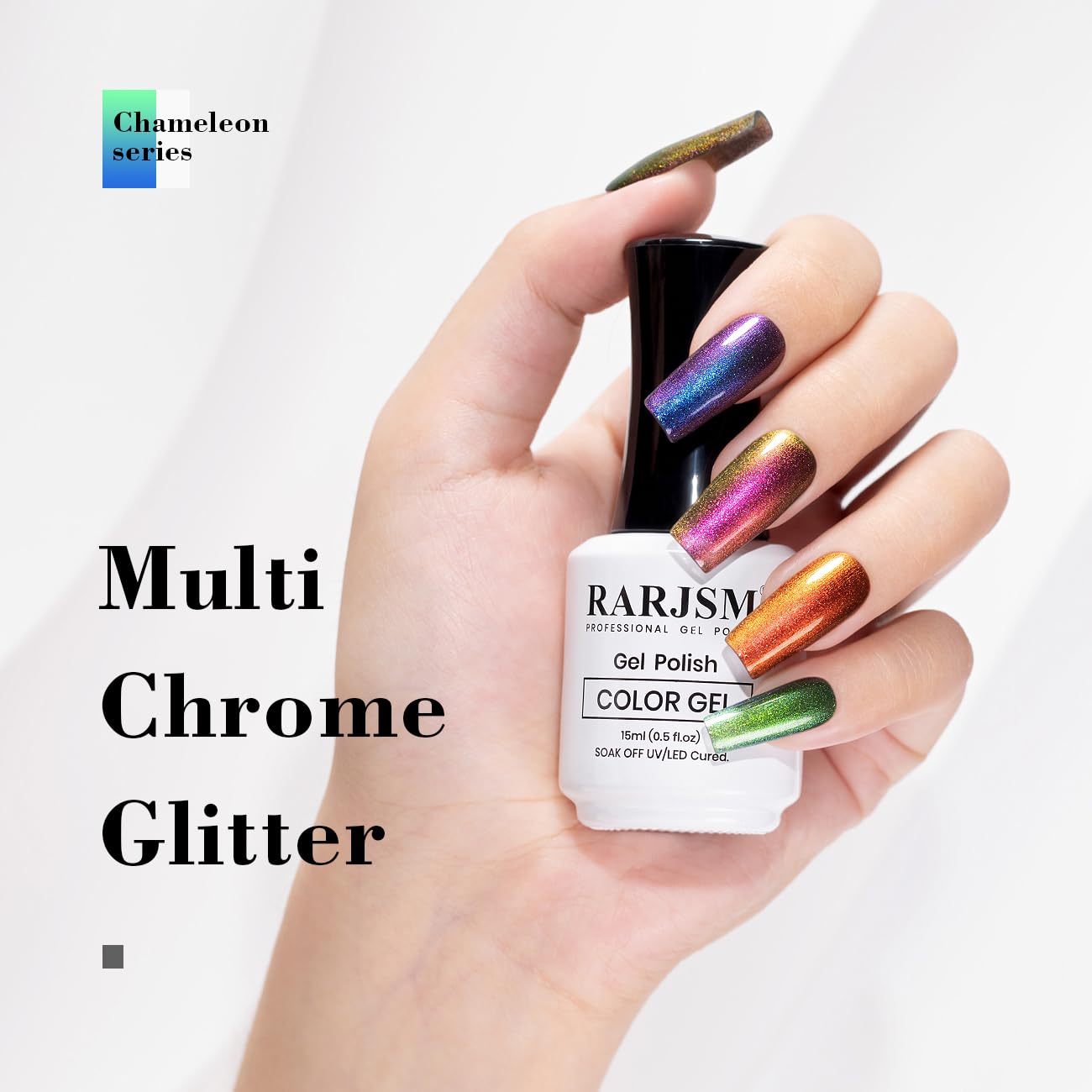 RARJSM Chameleon Gel Nail Polish Set – Multichrome Color Shifting Glitter Gel Polish (6x7.5ml)
