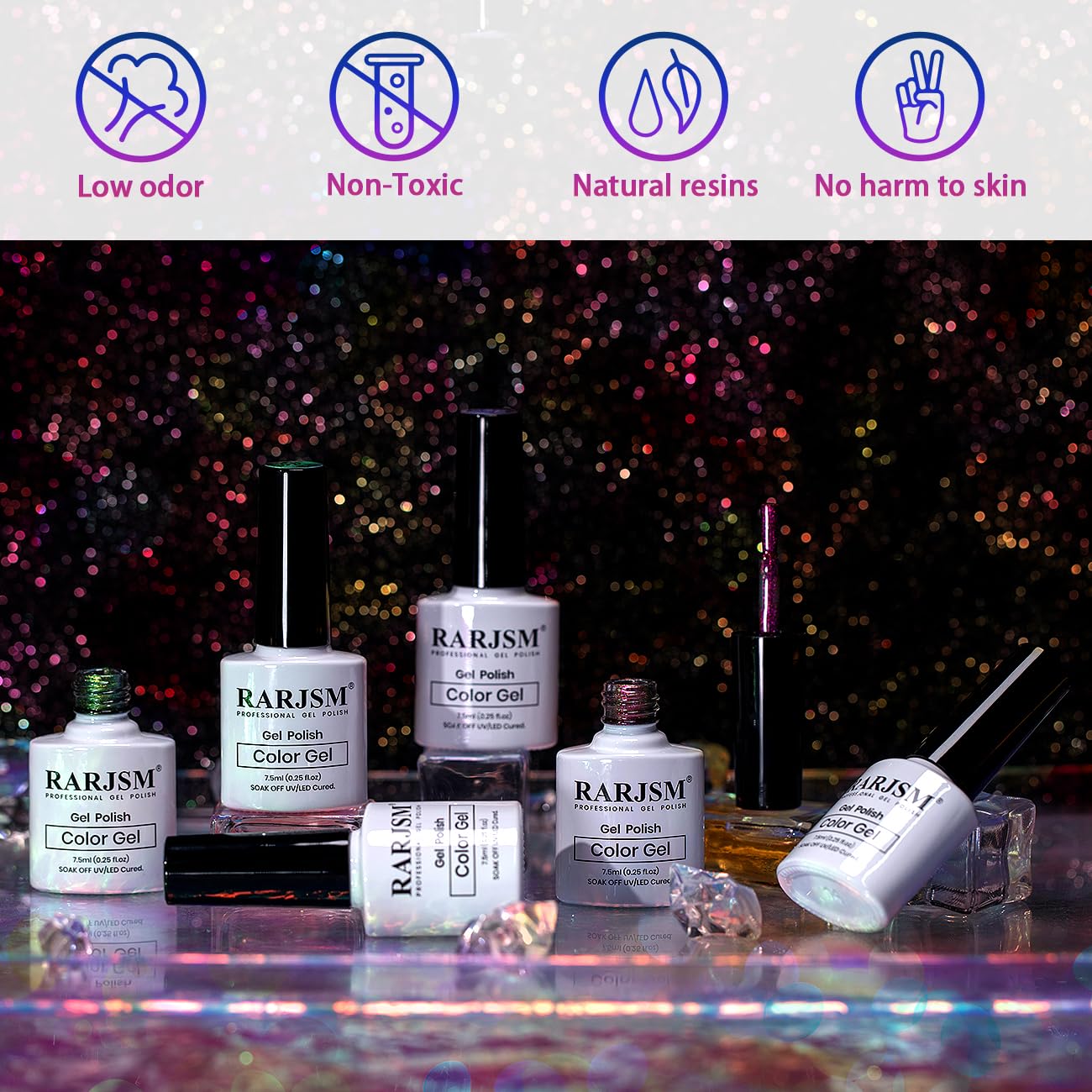 RARJSM Chameleon Gel Nail Polish Set – Multichrome Color Shifting Glitter Gel Polish (6x7.5ml)