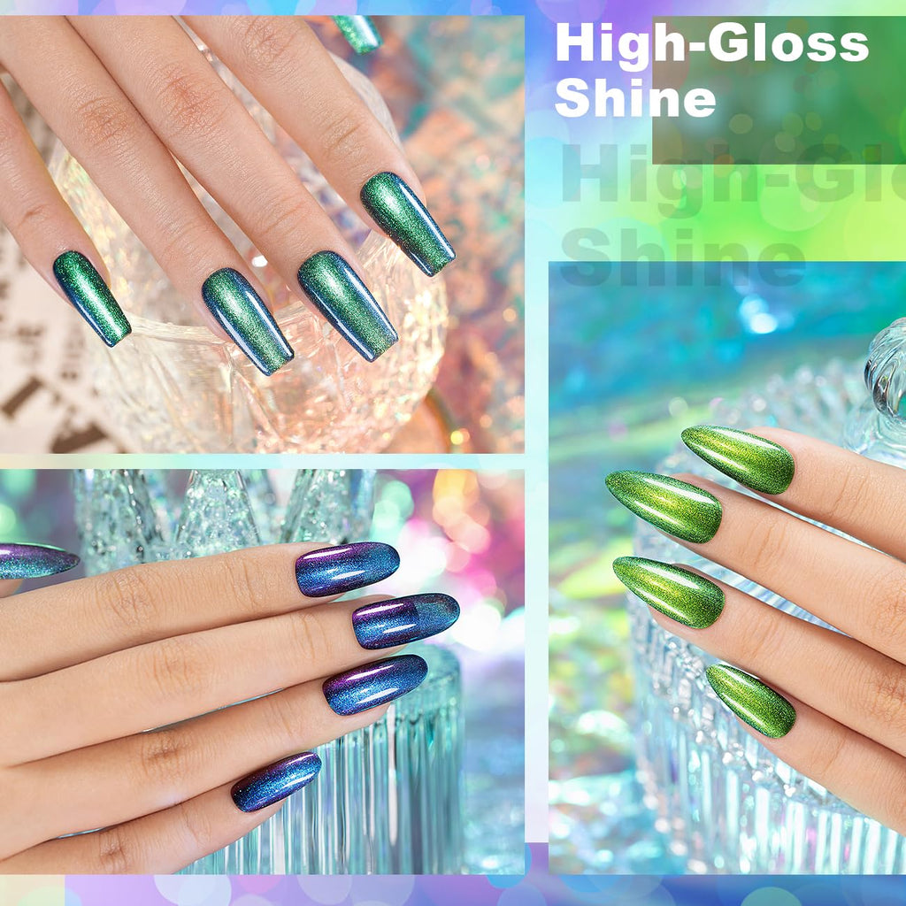RARJSM Chameleon Gel Nail Polish Set – Multichrome Color Shifting Glitter Gel Polish (6x7.5ml)