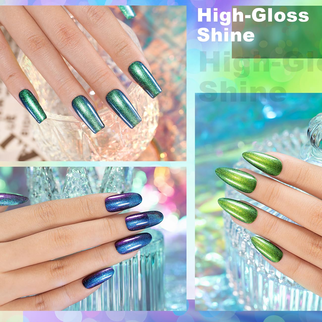 RARJSM Chameleon Gel Nail Polish Set – Multichrome Color Shifting Glitter Gel Polish (6x7.5ml)