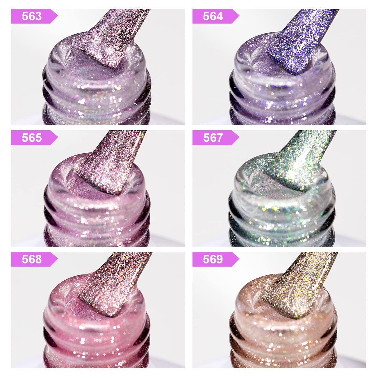 RARJSM Aurora Cat Eye Gel Nail Polish Set — 6 Velvet Galaxy Colors for Home Salon
