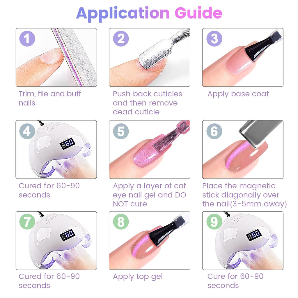 RARJSM Aurora Glitter Cat Eye Gel Nail Polish Set – 6 Pcs with Magnetic Stick