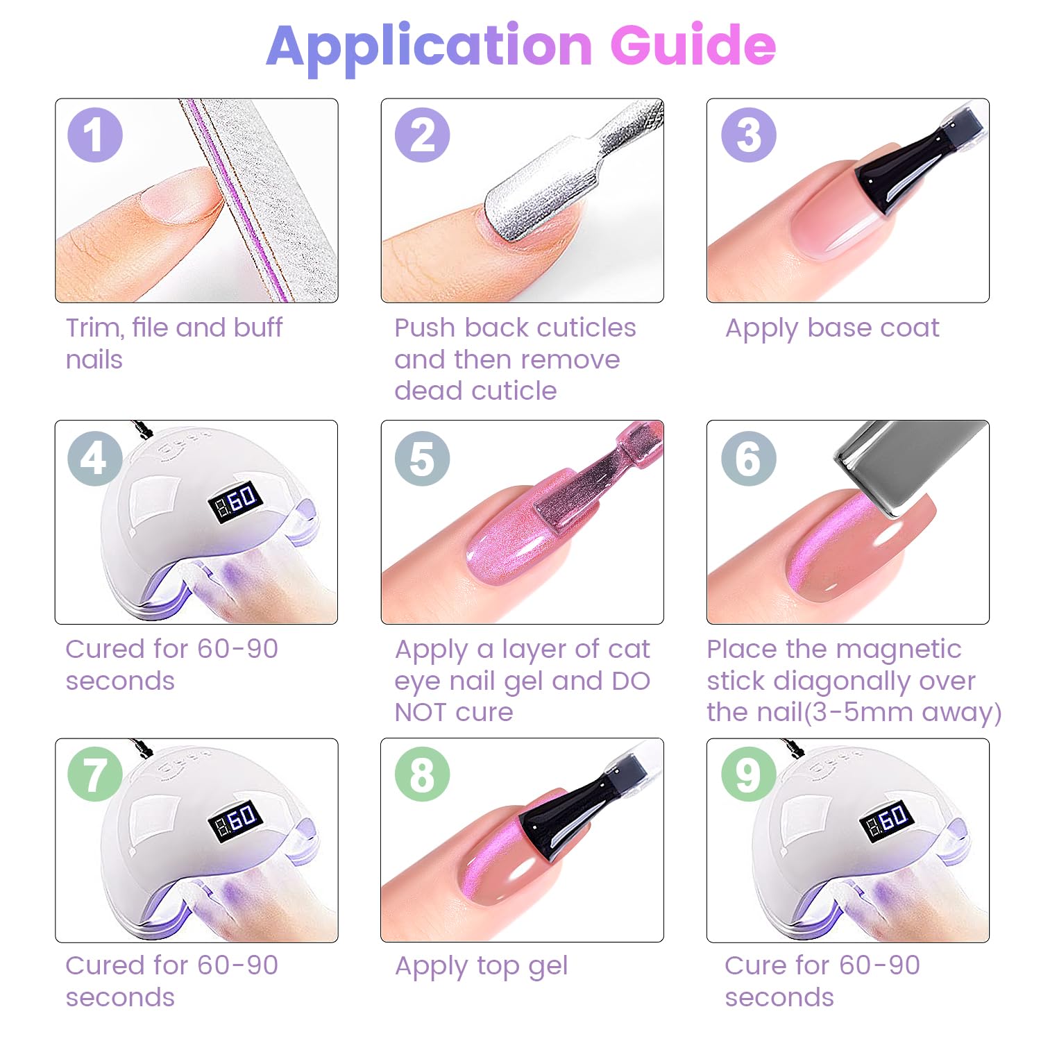 RARJSM Aurora Glitter Cat Eye Gel Nail Polish Set – 6 Pcs with Magnetic Stick