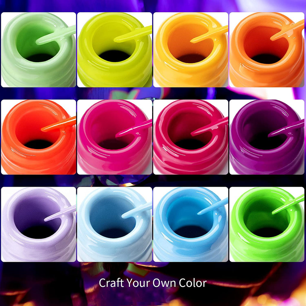 RARJSM Nail Art Gel Set — Glow-in-the-Dark Neon Polish + Liner Pen for At-Home Nail Art