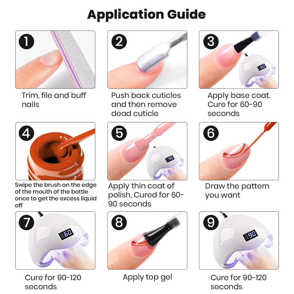 RARJSM Nail Art Gel Liner 12-Color Set – 5ml, Built-in Brush, UV/LED Cure