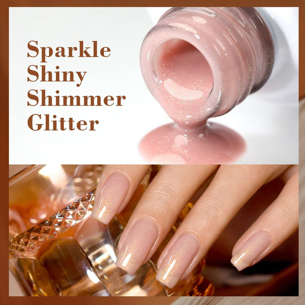 RARJSM Glitter Nude Gel Polish 6-Piece Set – Shimmer Nude Nails (7.5ml)