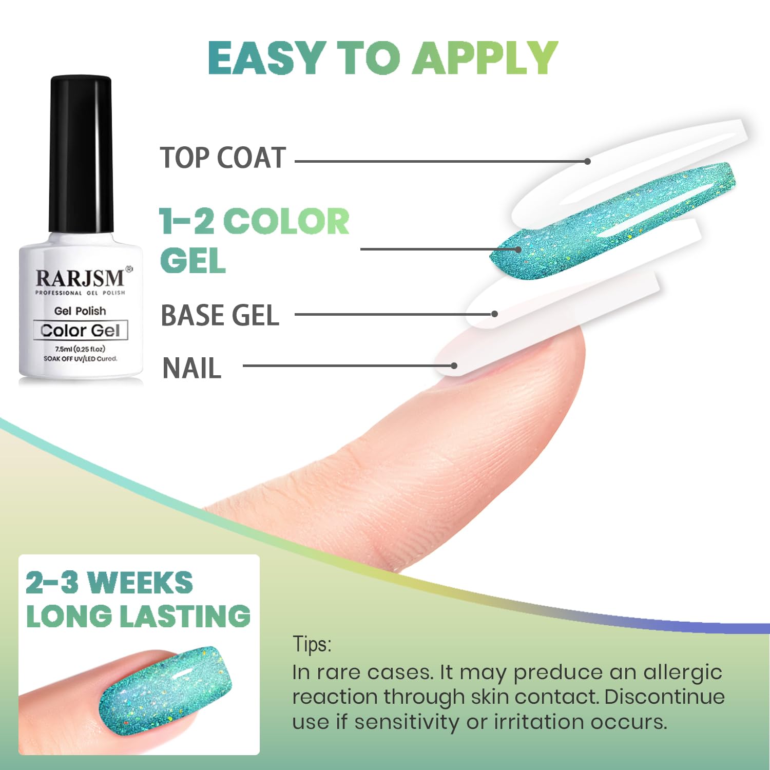 RARJSM Cat Eye Gel Nail Polish Set 6pc – 9D Rainbow Peacock Flakes, Magnetic Stick, UV/LED Cure