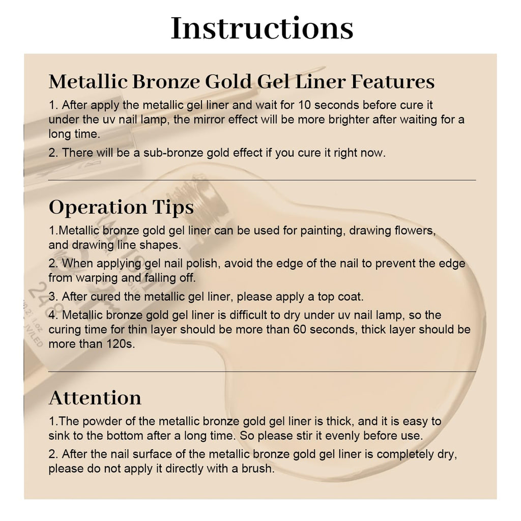 RARJSM Metallic Chrome Gel Liner - Silver & Bronze Gold (2-Piece, 8ml) | Nail Art Gel Polish