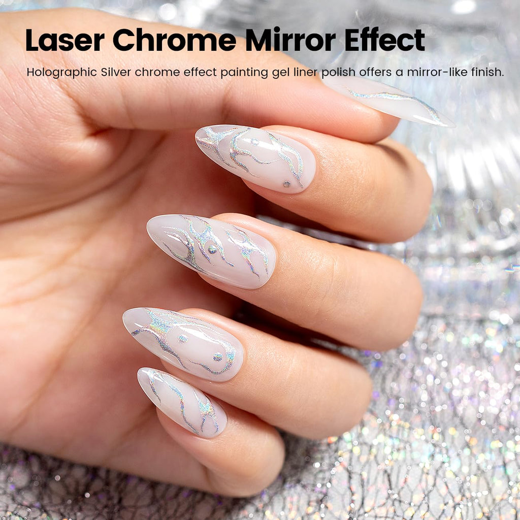 RARJSM Metallic Chrome Gel Liner - Silver & Bronze Gold (2-Piece, 8ml) | Nail Art Gel Polish