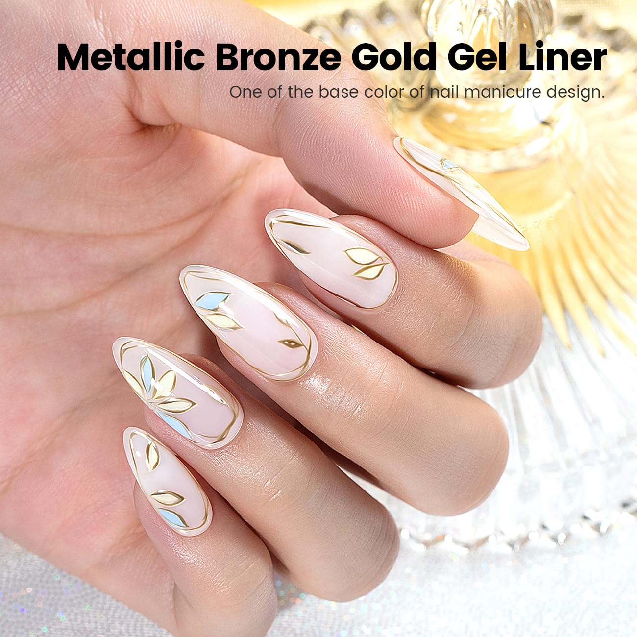 RARJSM Metallic Chrome Gel Liner - Silver & Bronze Gold (2-Piece, 8ml) | Nail Art Gel Polish
