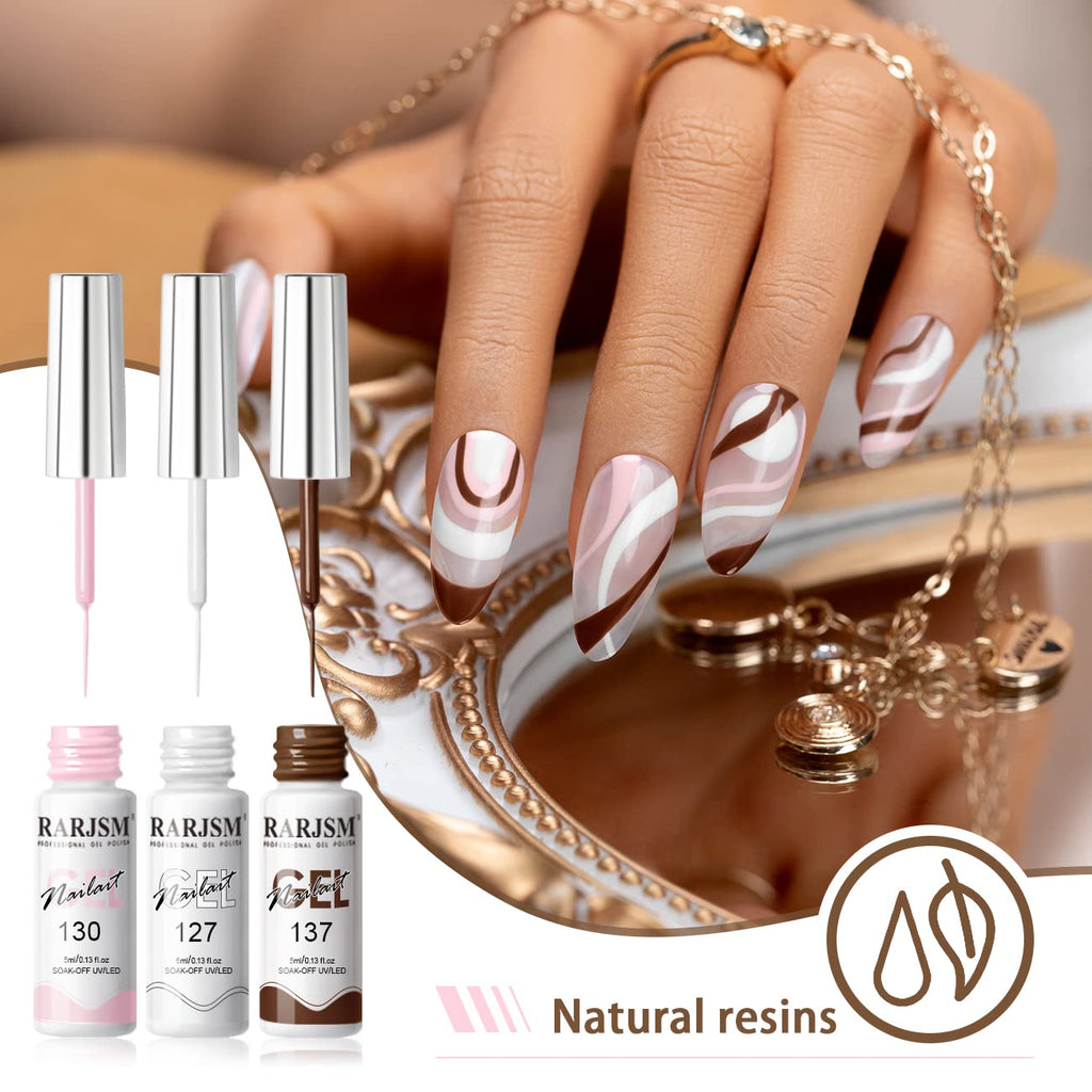 RARJSM Nude Liner Gel Polish Set – 12 Colors, 5ml, Built-in Slim Brush for Nail Art