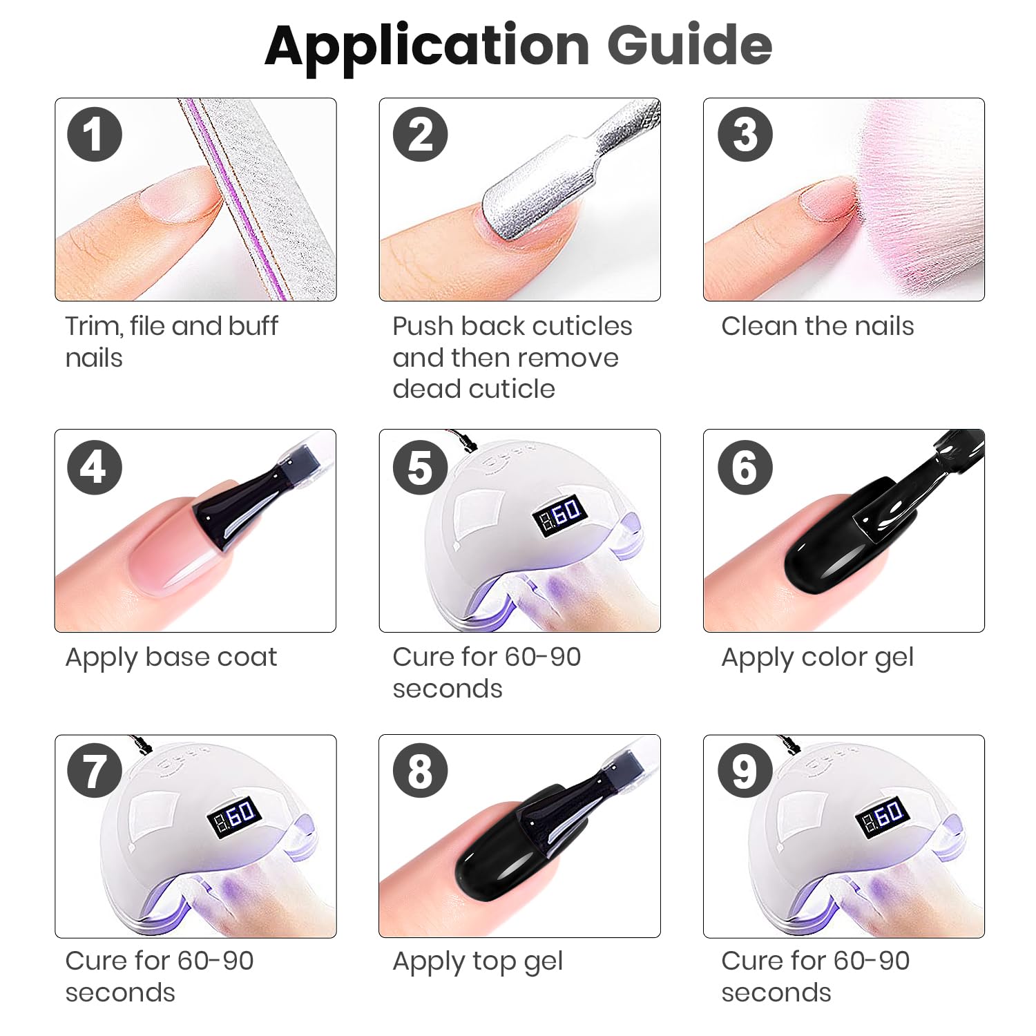 RARJSM Black Gel Nail Polish – No HEMA, 35ml, One-Step UV/LED Cure