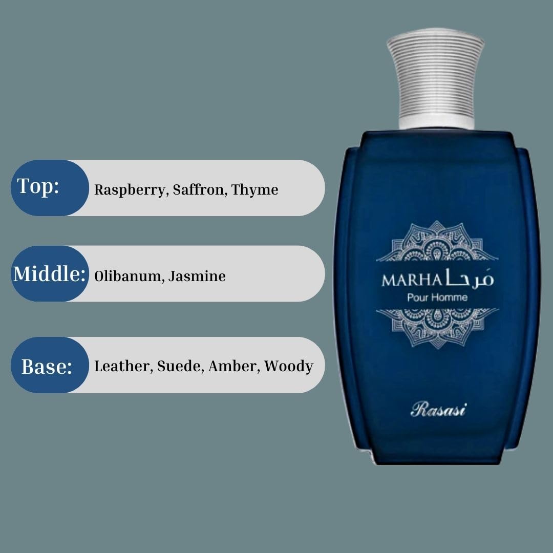 RASASI Marha Eau De Parfum Spray 100ML – Long-Lasting Arabian Men’s Fragrance for Day to Night