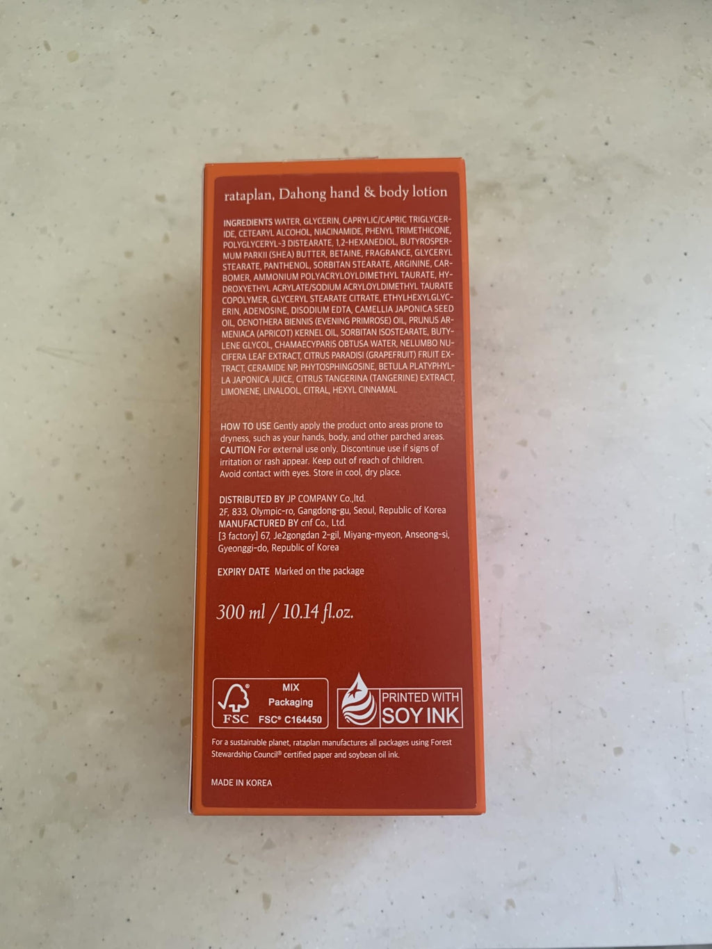 RATAPLAN Dahong Hand & Body Lotion - Vegan Gentle Moisturizer with Tangerine of Jeju Island