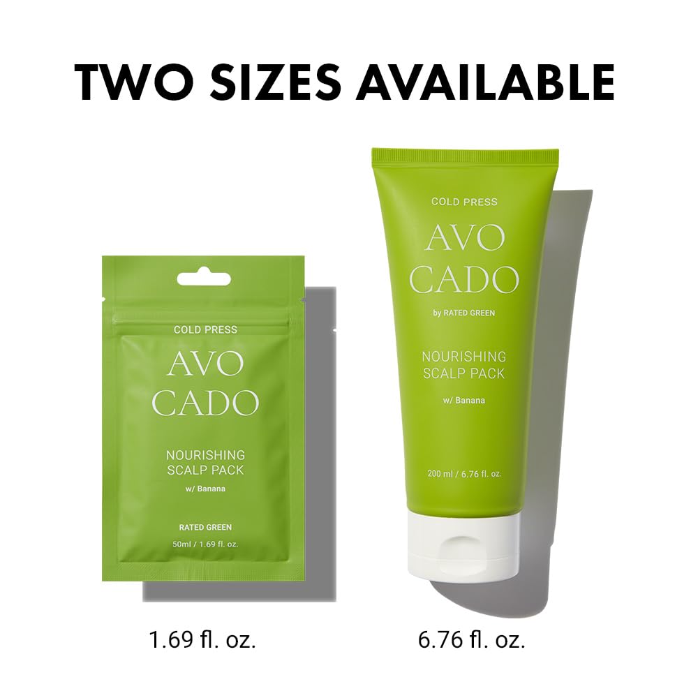 RATED GREEN Cold Brew Avocado Nourishing Scalp Pack with Banana – Hydrating Hair Mask (1.69 Fl oz x5)