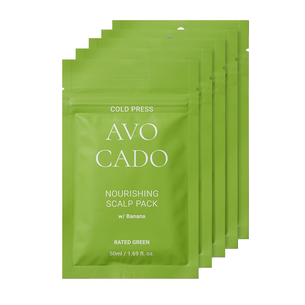 RATED GREEN Cold Brew Avocado Nourishing Scalp Pack with Banana – Hydrating Hair Mask (1.69 Fl oz x5)