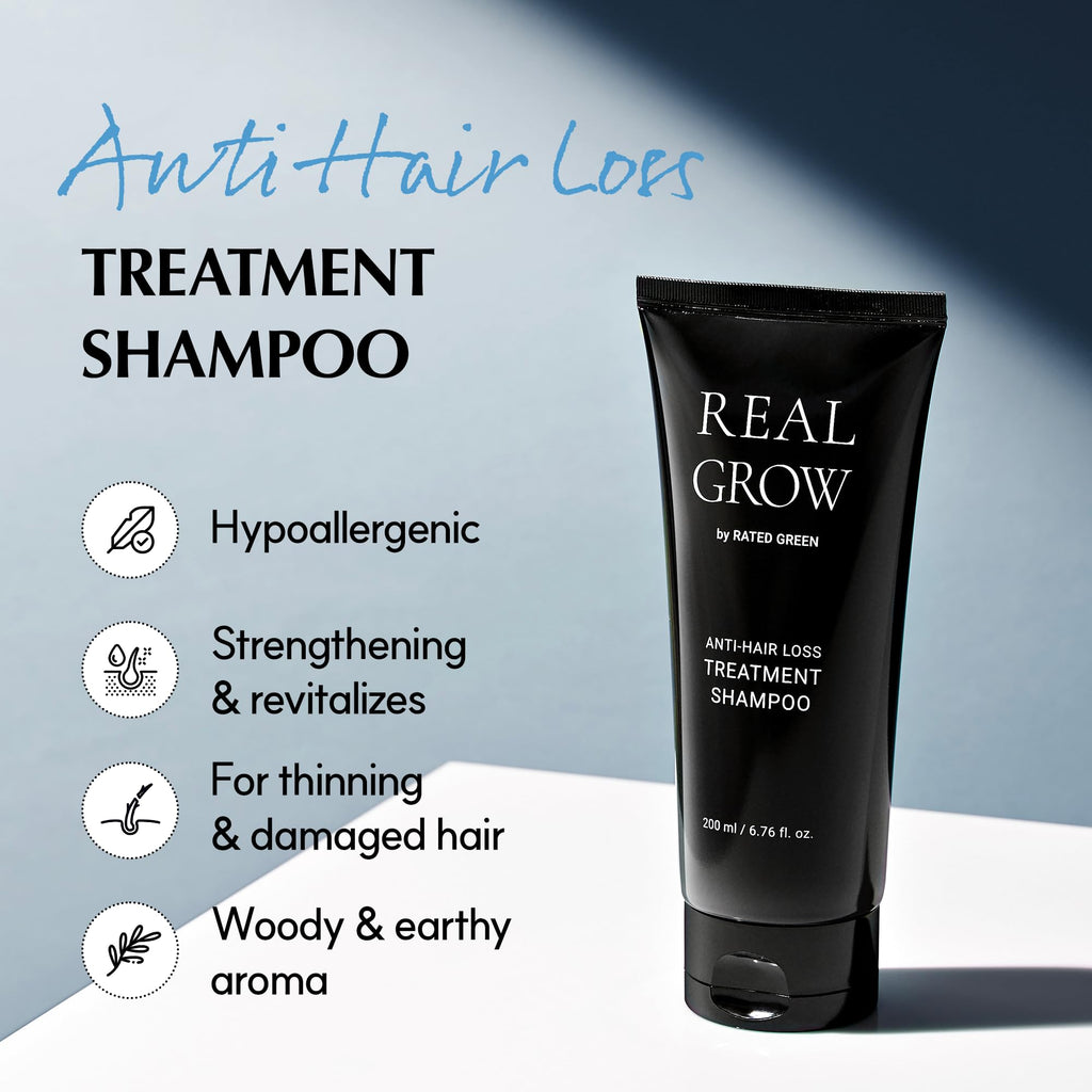 RATED GREEN Real Grow Anti Hair Loss Treatment | Rosemary Cream Shampoo for Thinning Hair – 6.76 fl oz