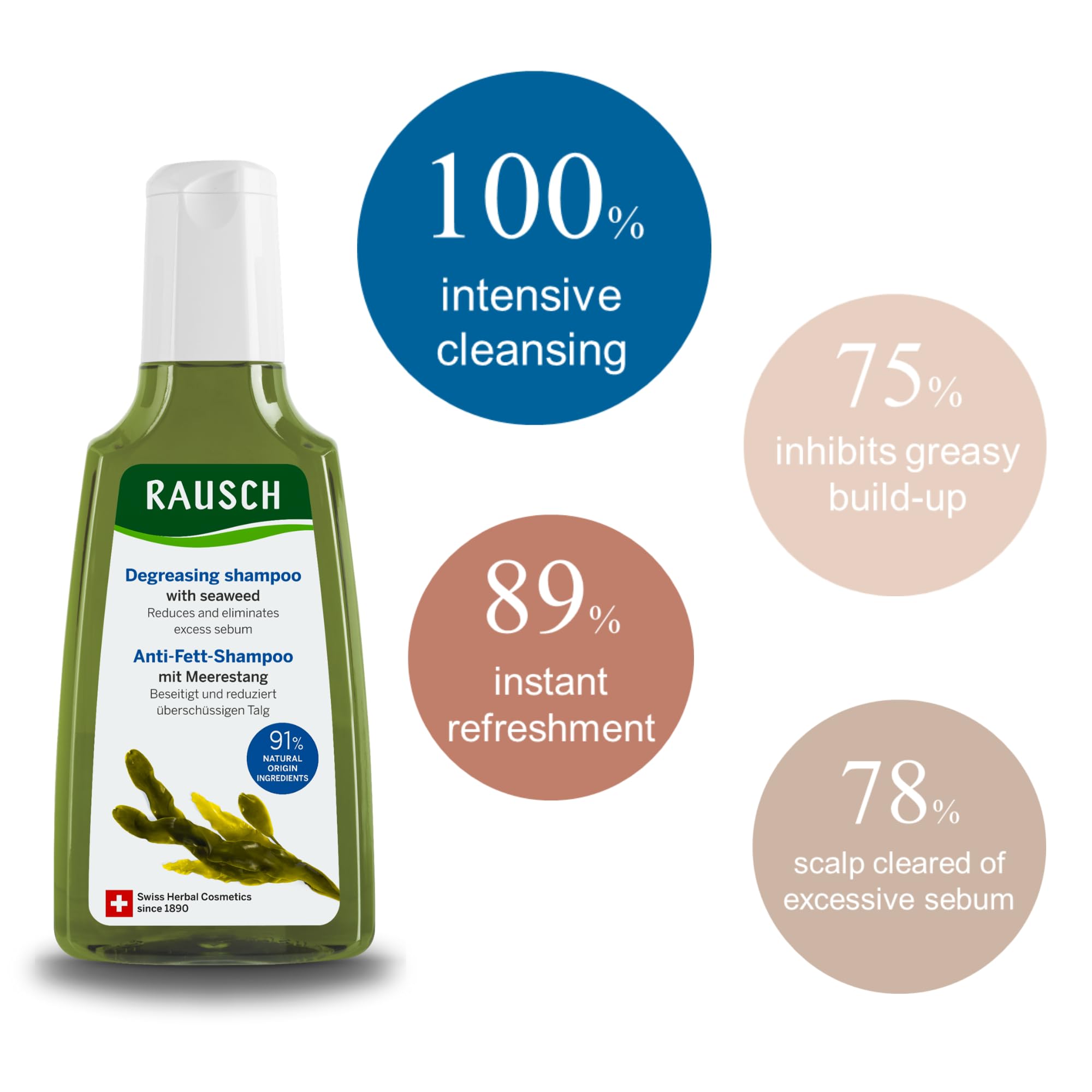 RAUSCH Seaweed Degreasing Shampoo 200 ml – Clarifying Shampoo for Fresh Hair