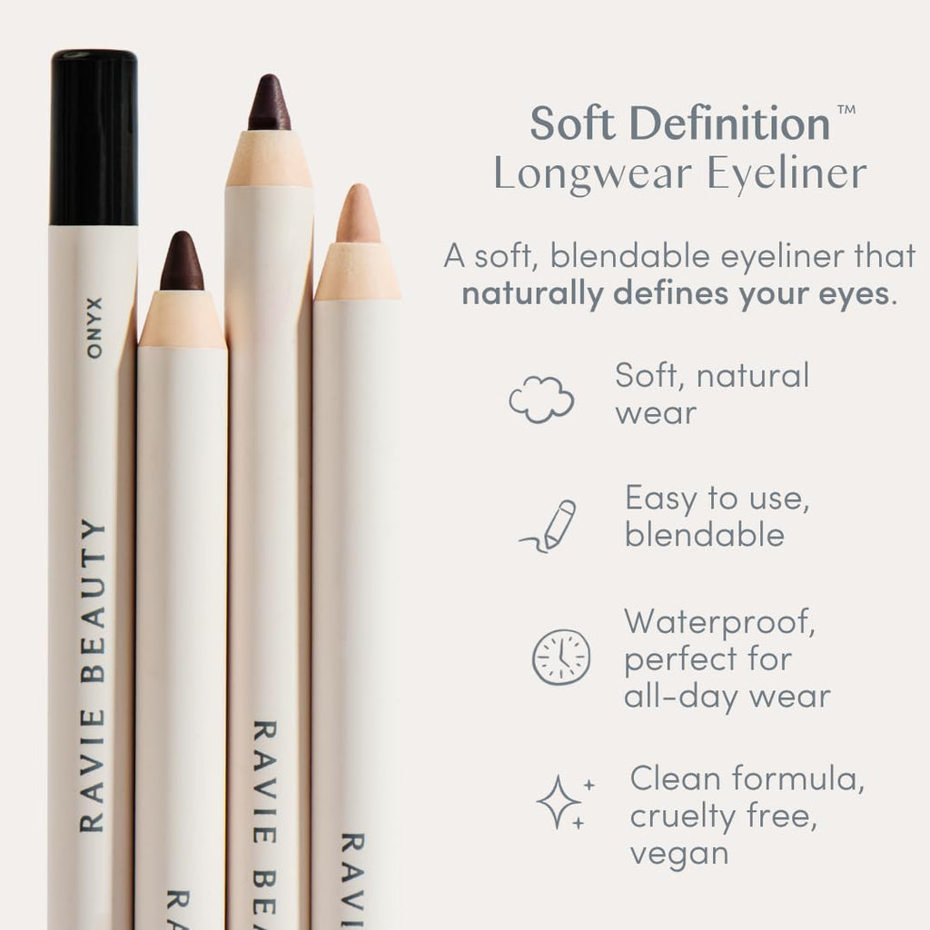 Ravie Beauty Soft Definition Longwear Eyeliner Pencil Umber – Soft, Blendable, Waterproof, Vegan