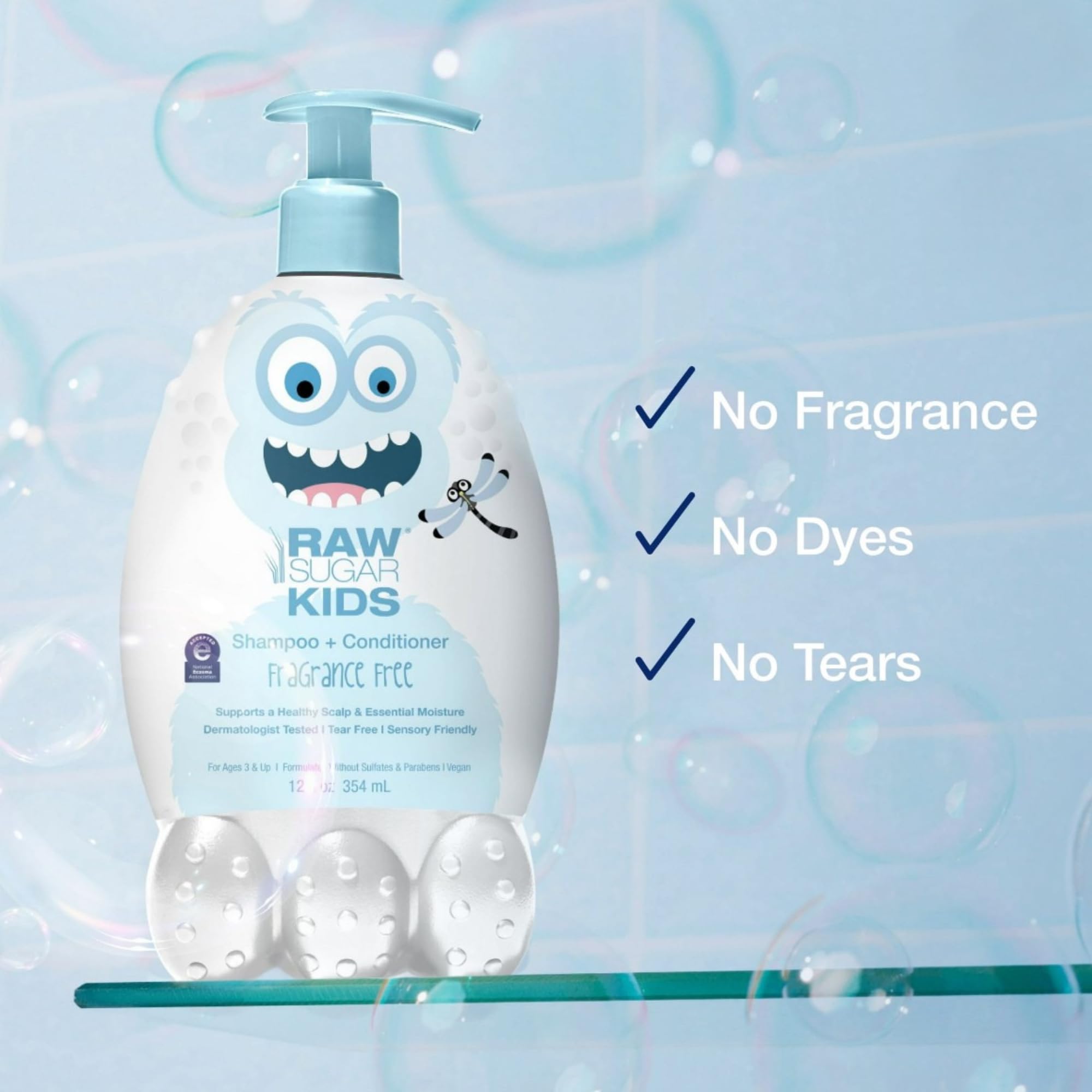 RAW SUGAR Kids 2-in-1 Body Wash + Bath Soak - Sensitive Skin