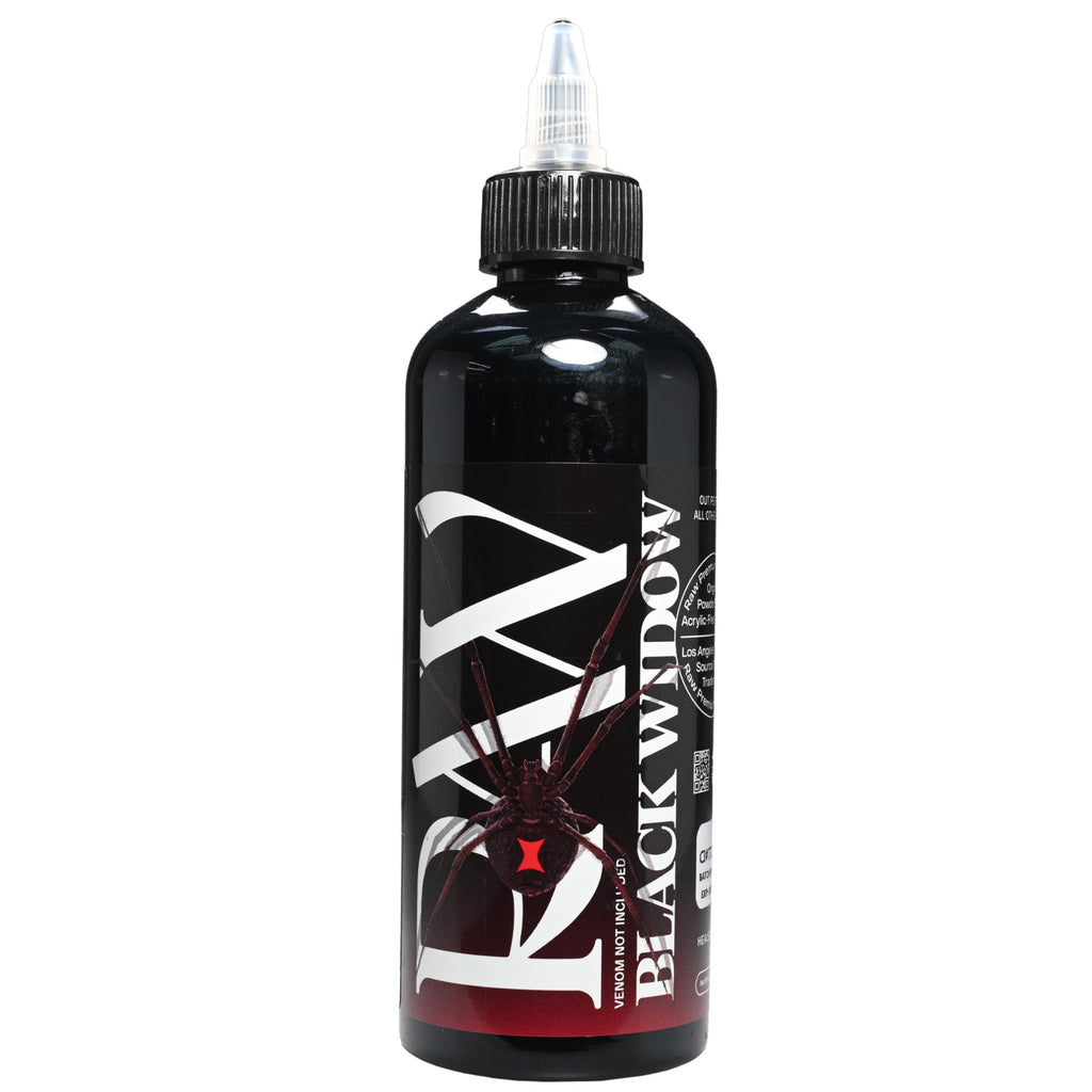 Raw Tattoo Ink 8oz Bottle – Black Widow Deep Black, Vegan, Acrylic-Free Premium Pigments