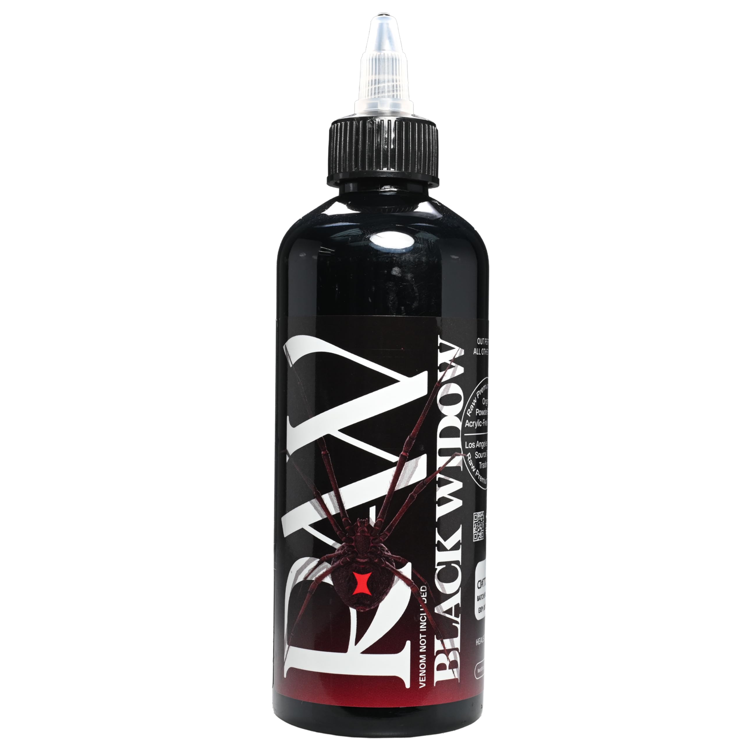 Raw Tattoo Ink 8oz Bottle – Black Widow Deep Black, Vegan, Acrylic-Free Premium Pigments