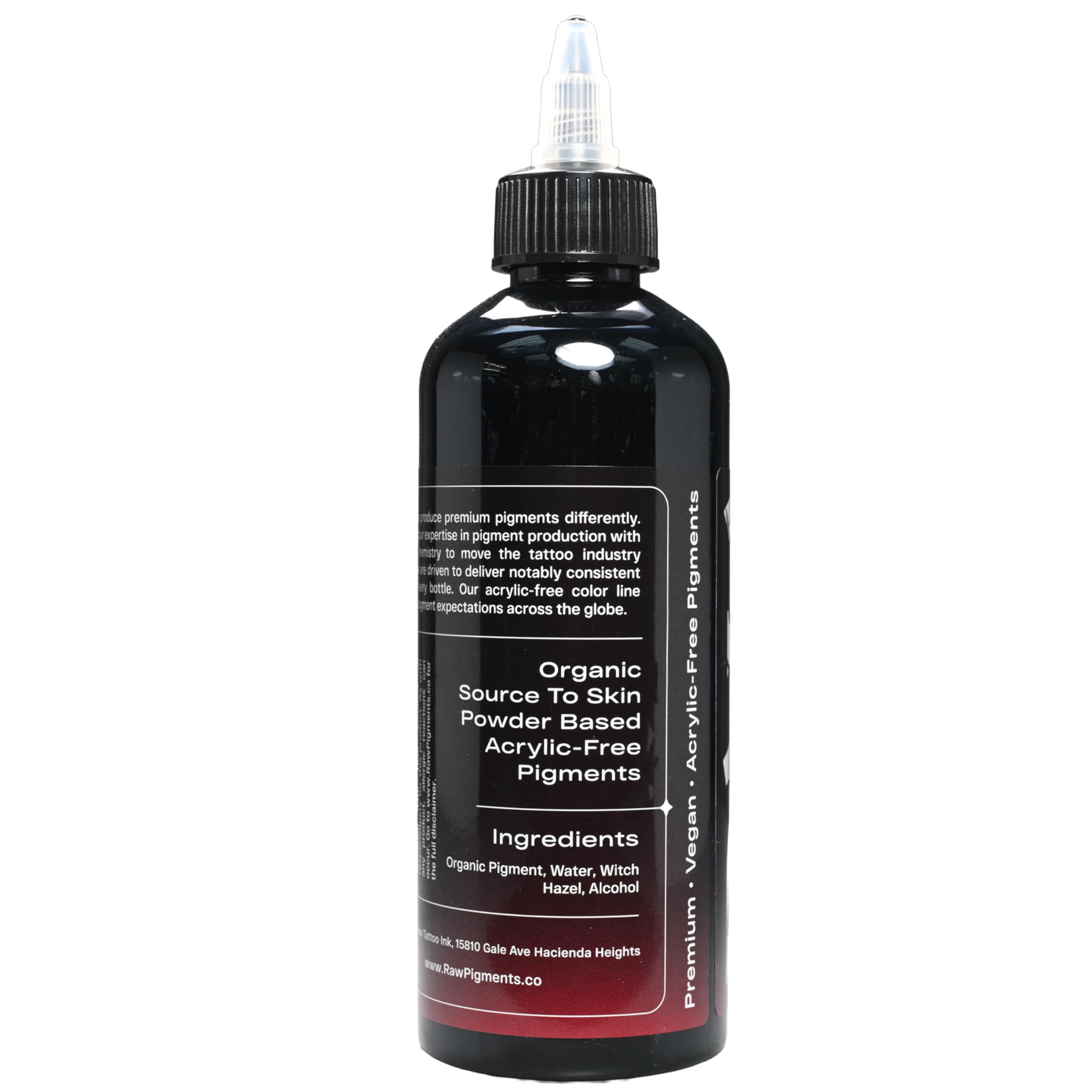 Raw Tattoo Ink 8oz Bottle – Black Widow Deep Black, Vegan, Acrylic-Free Premium Pigments