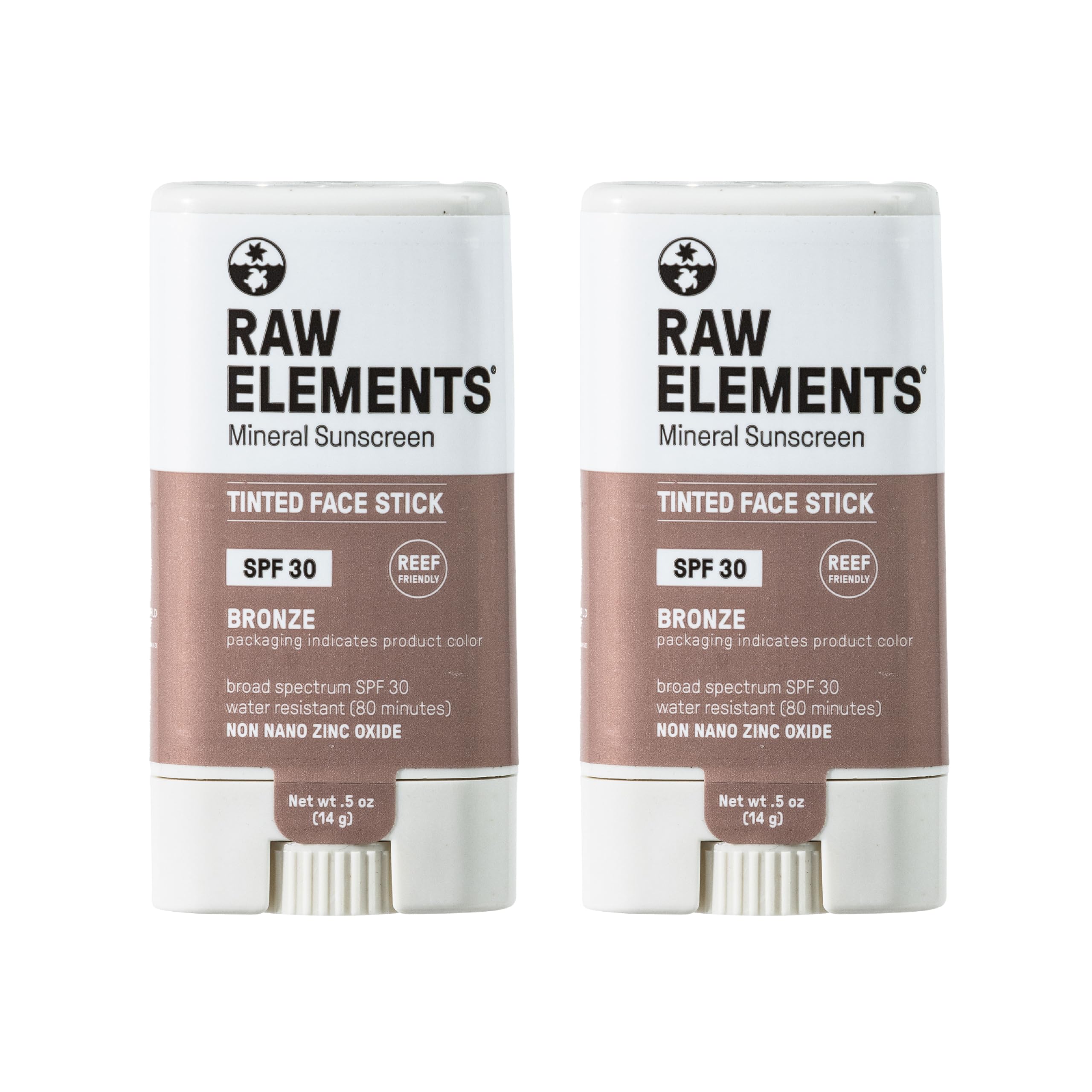 Raw Elements Ultra-Moisturizing Tinted Face Cream SPF 30 | Reef-Friendly Mineral Sunscreen Bronze (Pack of 2)