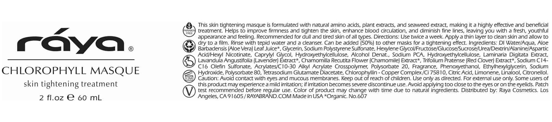Raya Chlorophyll Masque (607) | Tightening Facial Mask for All Skin Types