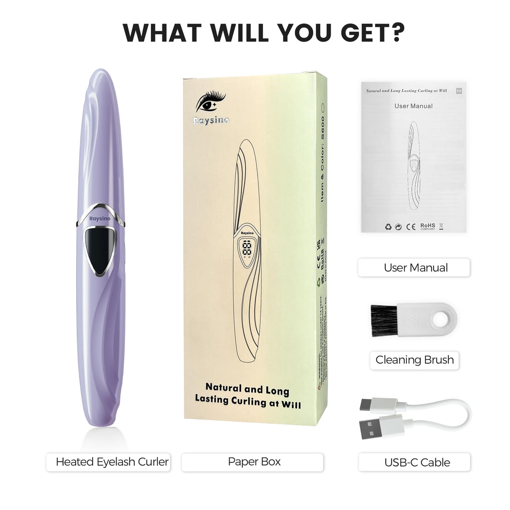 Raysino S600 Heated Eyelash Curler – 8s Fast Heating, 24h Curl, Type-C Rechargeable