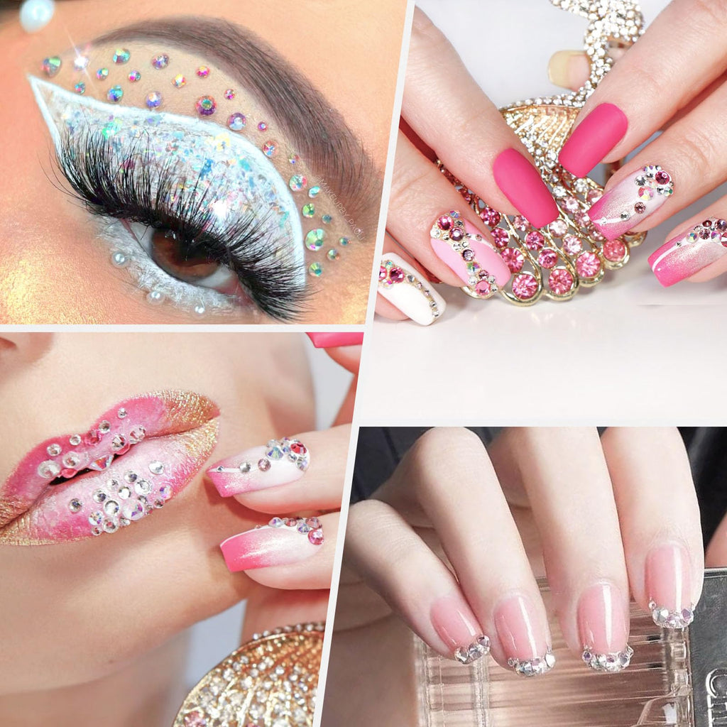 Razet Pink Rhinestones Bedazzling Kit – 19200pcs 3mm-6mm Flatbacks with B7000 Glue
