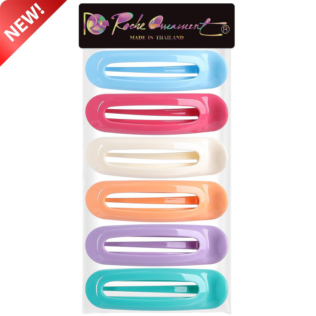RC ROCHE ORNAMENT 6 Pcs Flat Claw Hair Clips – Non-Slip Alligator Clips, Large Pastel Set