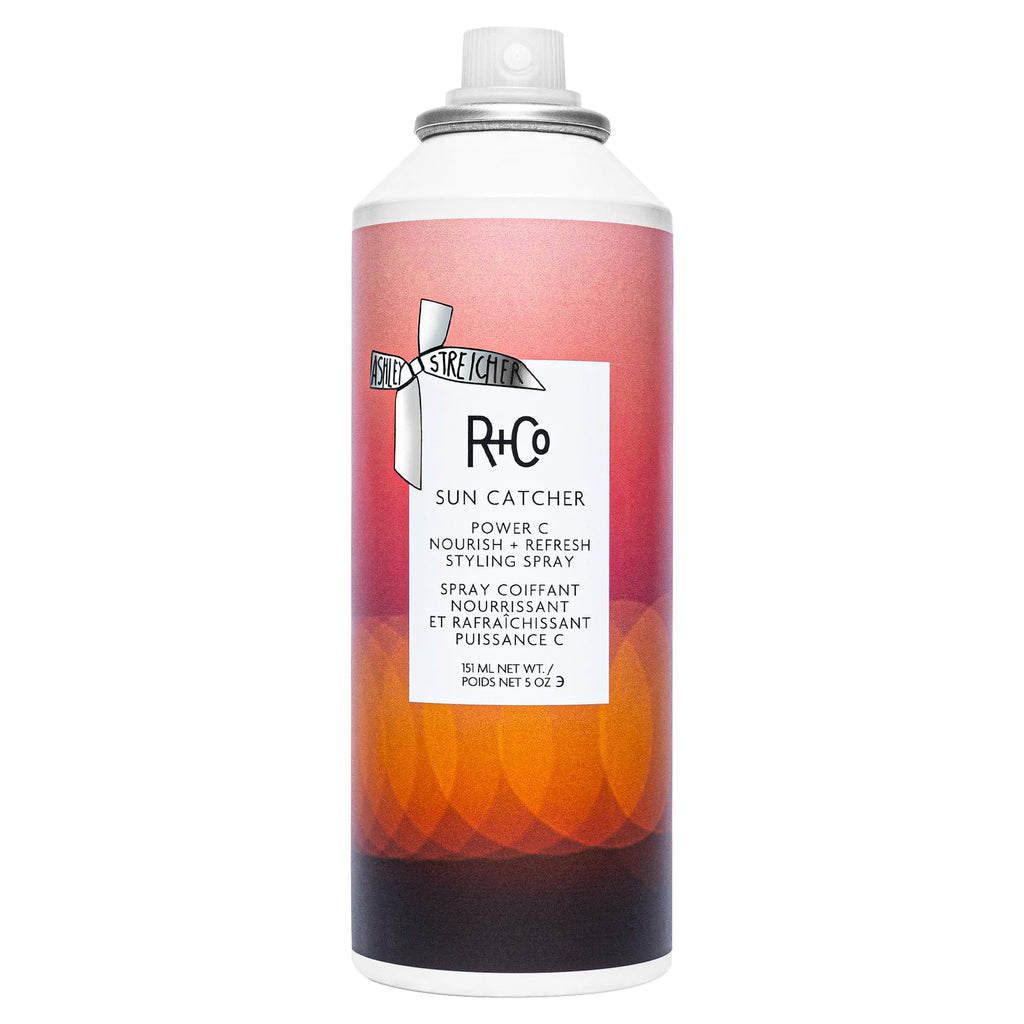 R+Co SUN CATCHER Power C Nourish + Refresh Styling Spray | Vitamin C Leave-In Mist, 450°F Heat Protection, UV + Pollution Shield | Hyaluronic Acid & Vegan Peptides | 5 oz
