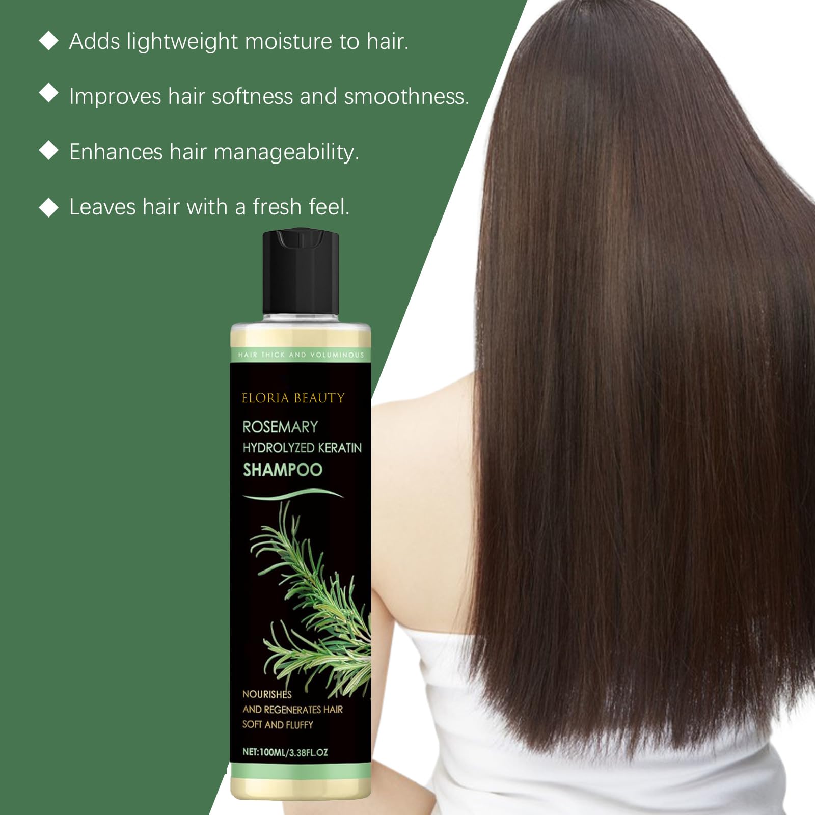 RCSCBC Eloria Beauty Shampoo – Rosemary Hydrolyzed Keratin, Nourishes & Regenerates Hair (1 PCS)