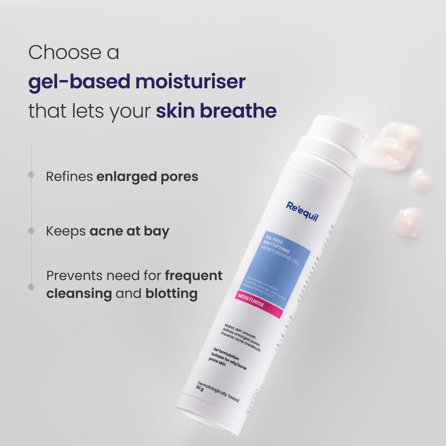 RE' EQUIL Oil Free Mattifying Moisturiser – Matte Finish, Pore Refining, 50g