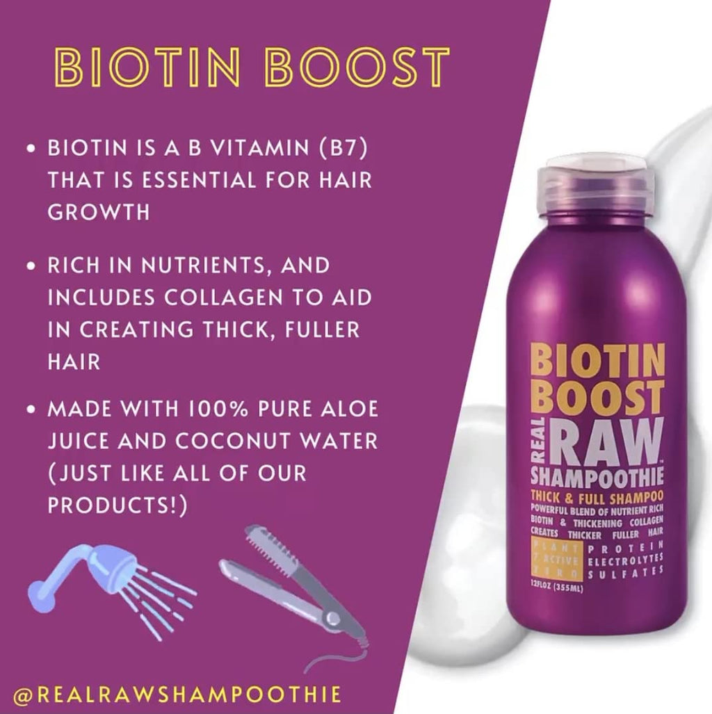 Real Raw Biotin Shampoo – Thick, Fuller Hair with ProVitamin B7 & Coconut Water
