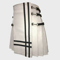 WHITE REAL LEATHER GLADIATOR KILT