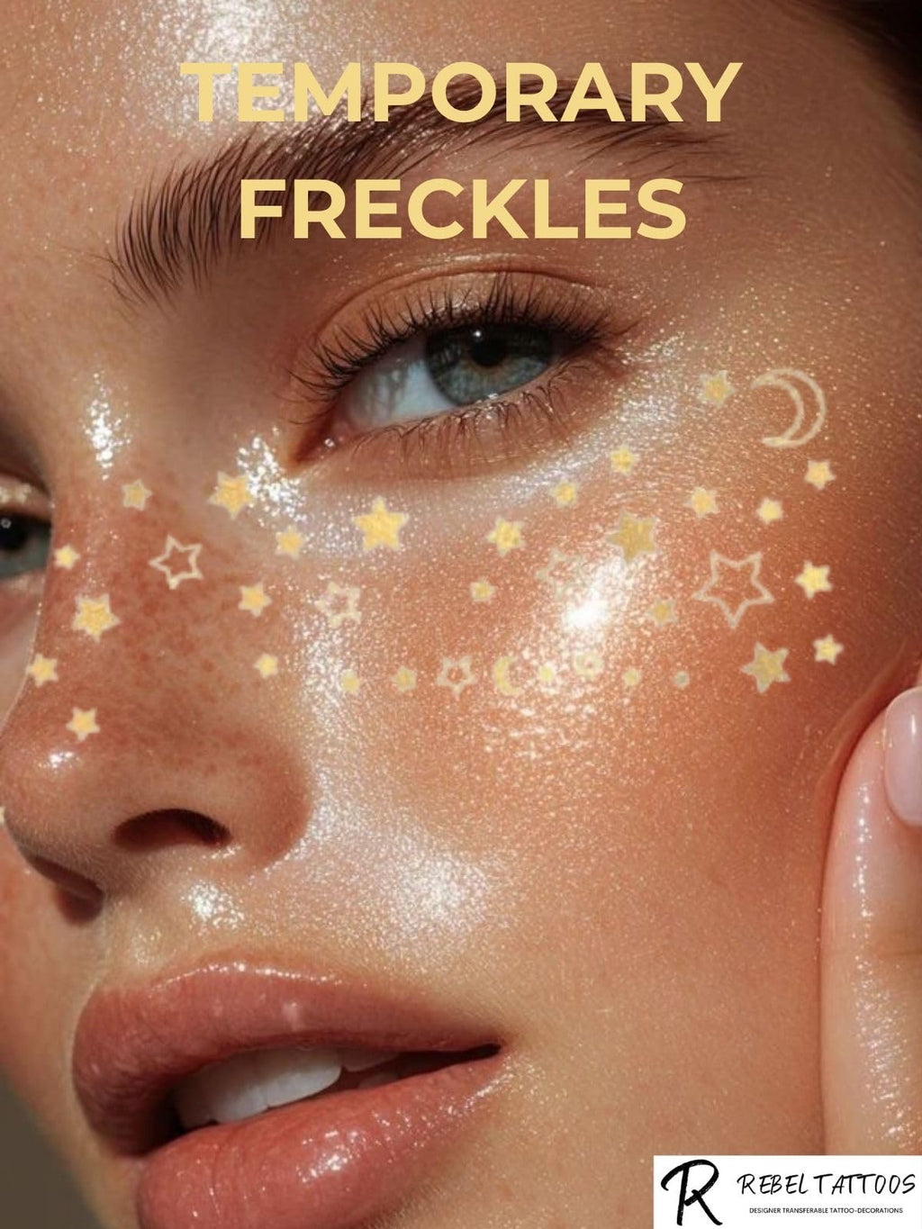 Rebel Tattoos Gold Stars Temporary Freckles — 2 Patches in 1 Envelope